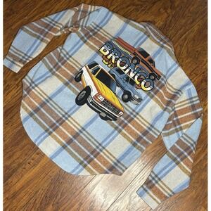 Ford Bronco Flannel Shirt Jacket Womens Med Shacket Wool Blend Blanket Flowy